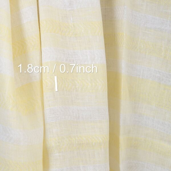 Linen fabric off-white and yellow herringbone stripes, with measurements
