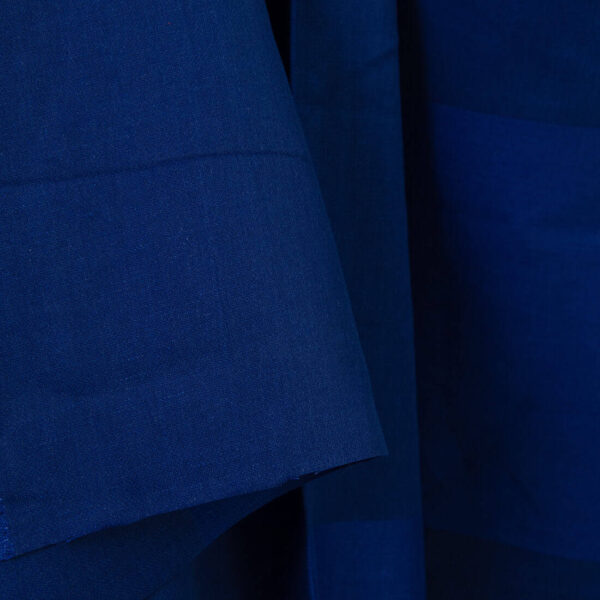 Linen cotton fabric dark blue satin large checks, 180cm width