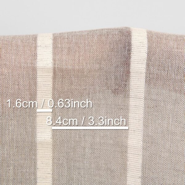 Lightweight linen cotton fabric natural with white stripes, with measurements