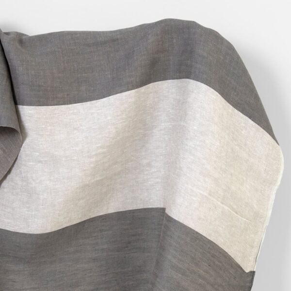 Linen fabric in grey and off-white stripes