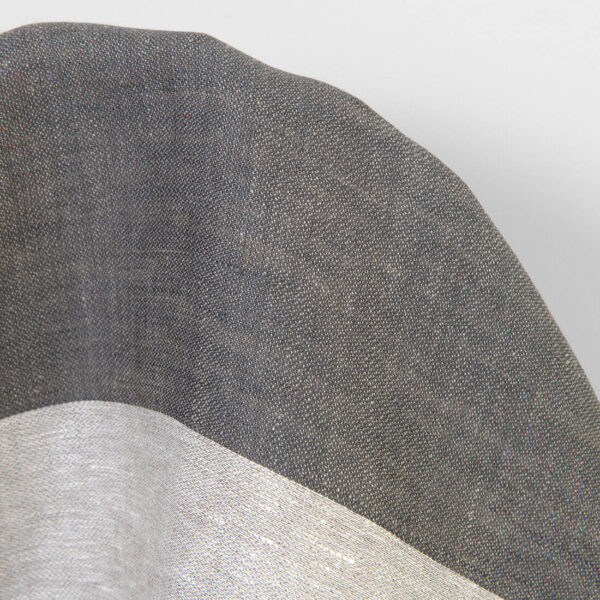 Linen fabric in grey and off-white stripes, satin weave