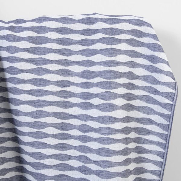 Linen cotton fabric blue wavy stripes