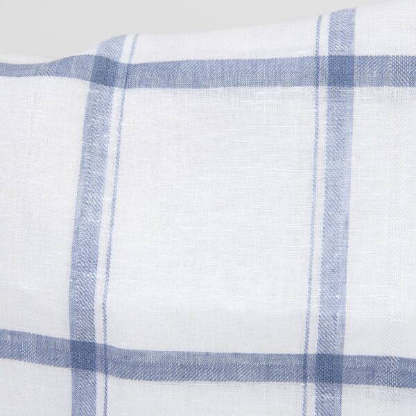 Linen fabric white with blue twill stripes, pure linen fabric