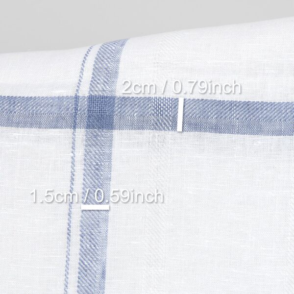 Linen fabric white with blue twill stripes