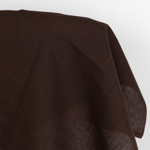 Linen fabric plain dark brown, plain weave