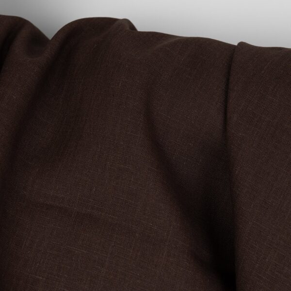 Linen fabric plain dark brown, pure linen