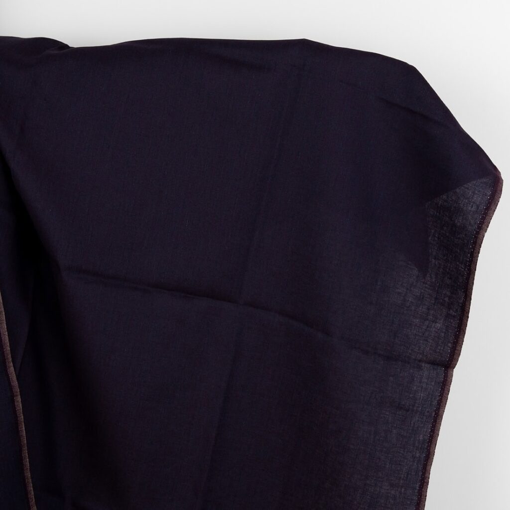 Linen fabric deep blue and violet melange