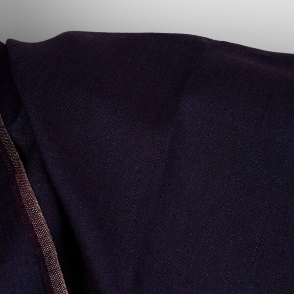 Linen fabric deep blue and violet melange, plain weave