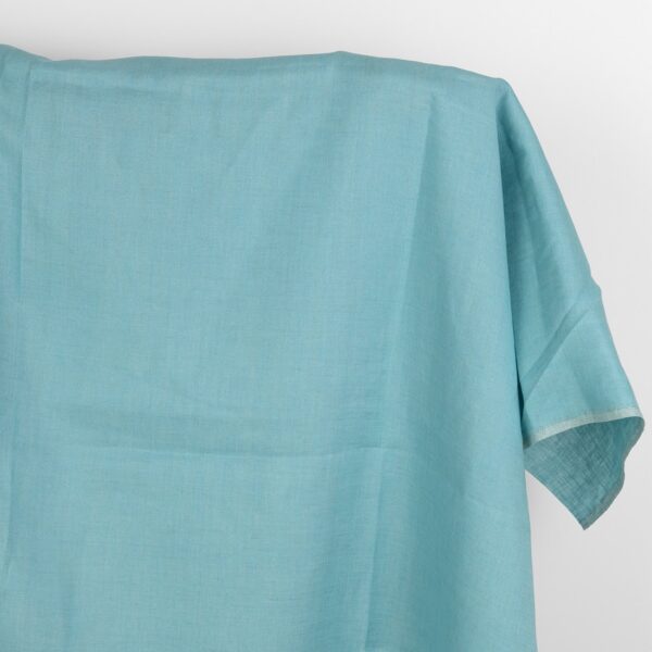 Linen fabric green and turquoise melange