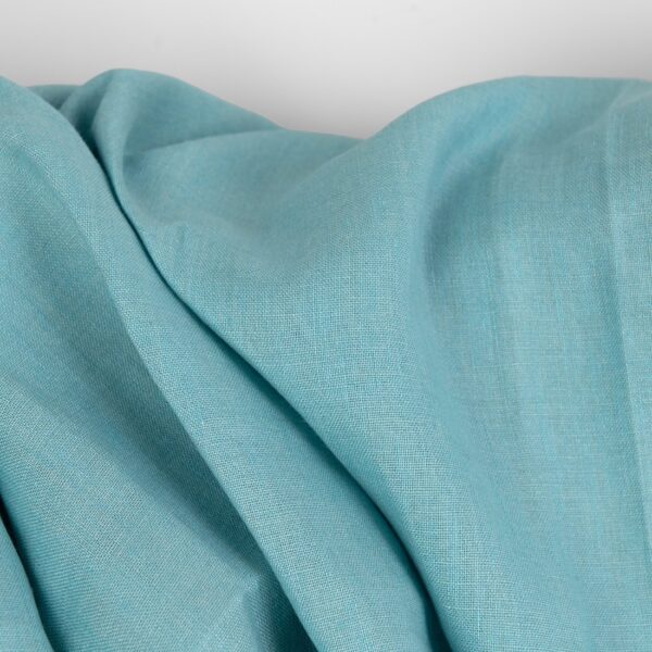 Linen fabric green and turquoise melange, unwashed