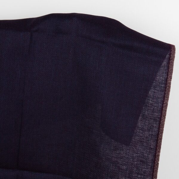 Linen fabric deep blue and violet stripes, unwashed