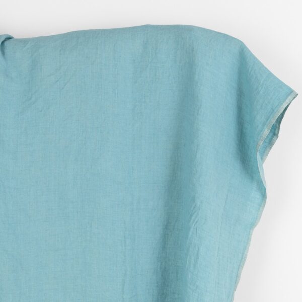 Linen fabric green and turquoise melange, washed