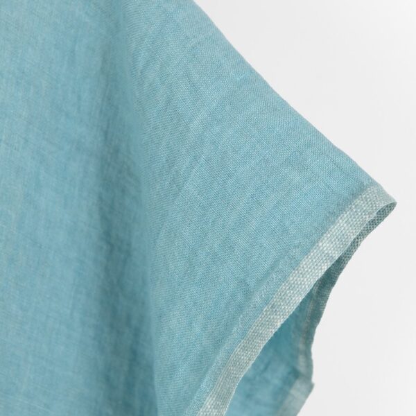 Linen fabric green and turquoise melange, washed softened