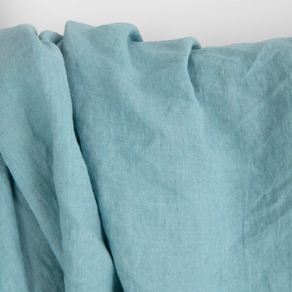 Linen fabric green and turquoise melange, washed, 170cm width
