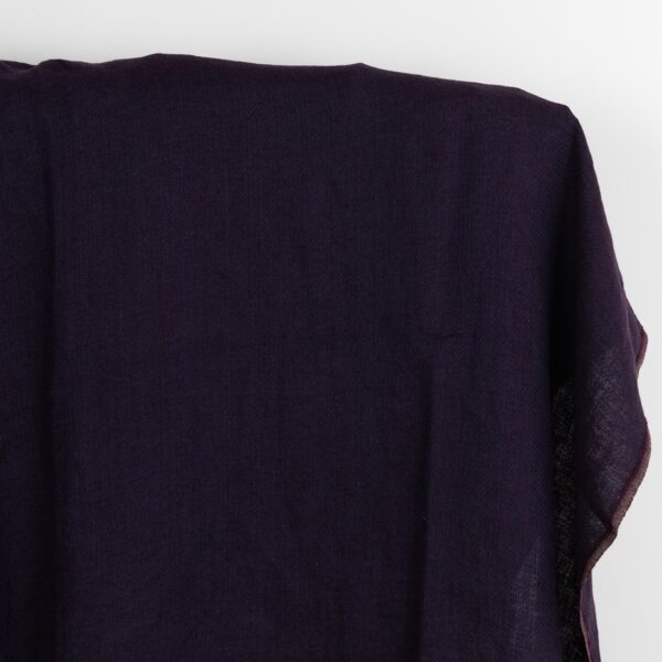 Linen fabric deep blue and violet stripes, washed