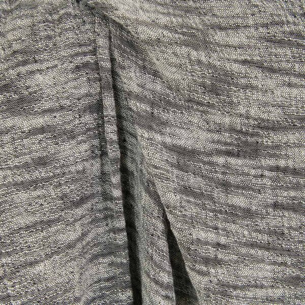 Tessuto in lino e cotone bianco e nero melange in filato più spesso, lavato - immagine 4