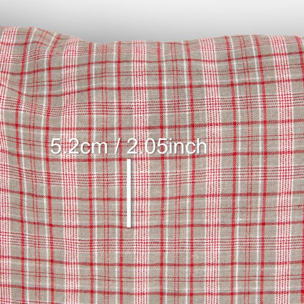 Tessuto in lino e cotone beige scuro a quadretti bianchi e rossi, lavato - immagine 4