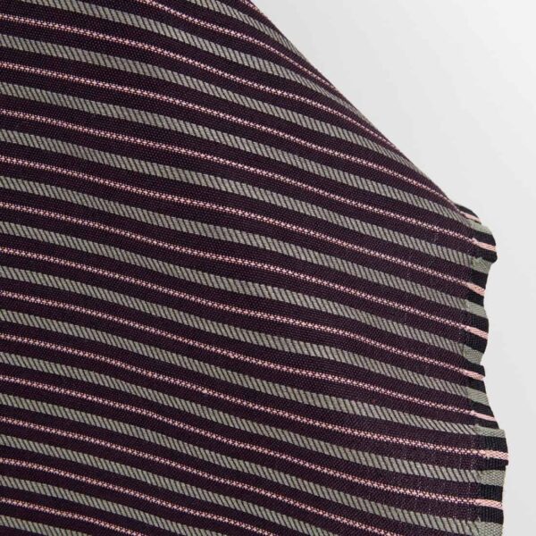 Tessuto pesante in lino cotone canvas a strisce viola profondo - immagine 2
