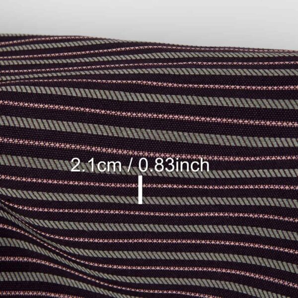 Tessuto pesante in lino cotone canvas a strisce viola profondo - immagine 4