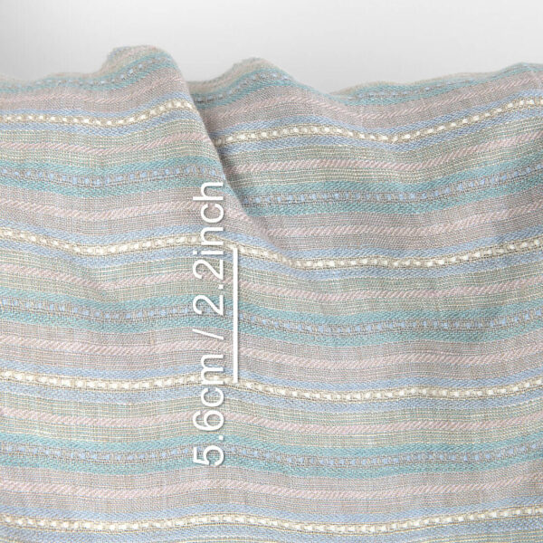 Tessuto di lino multicolore a righe grigiastre dobby, lavato - immagine 4