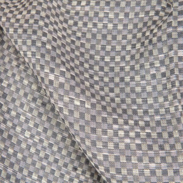 Tessuto in lino e cotone a quadretti multicolore bluastri - immagine 3