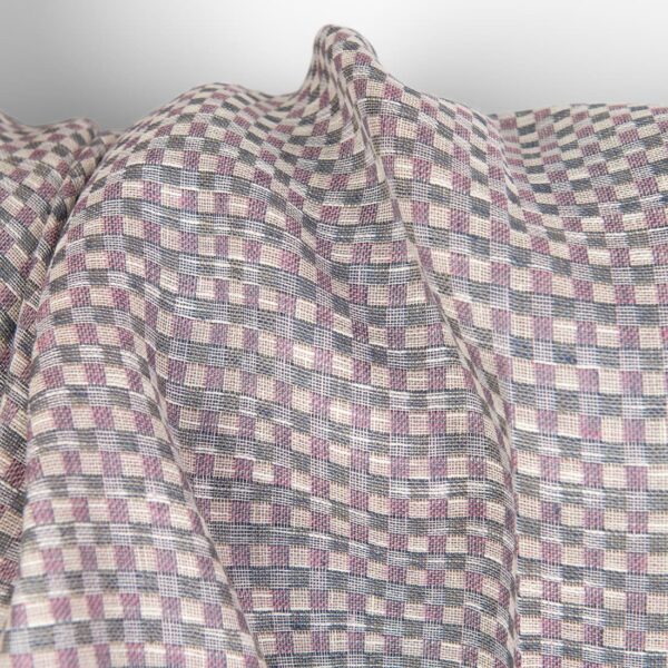 Tessuto in lino e cotone a quadretti multicolore - immagine 3